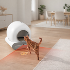 Illustrazione dell’angolo del sensore: il gatto entra nella lettiera e viene immediatamente riconosciuto dal sistema